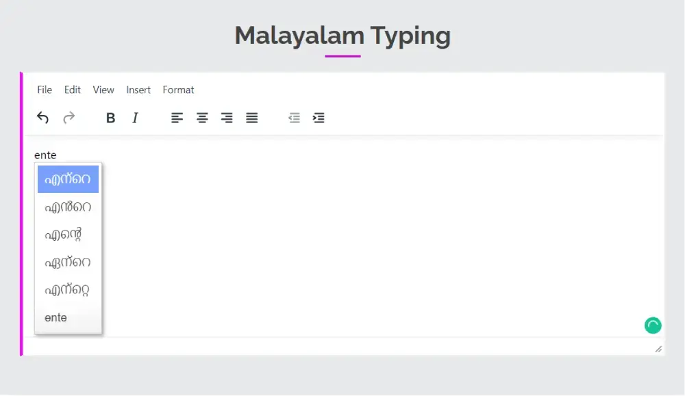 malayalam typing