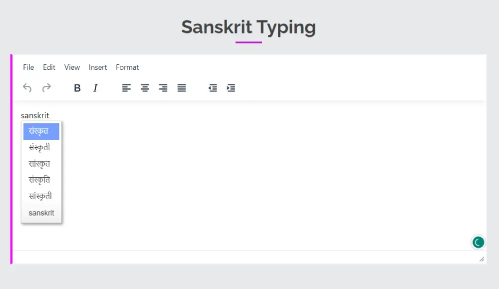 sanskrit typing online